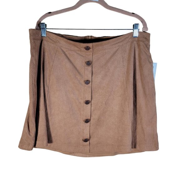 American Rag Dresses & Skirts - American Rag Faux Suede Button Front Mini Skirt Brown Women Plus Sz 1X NWT